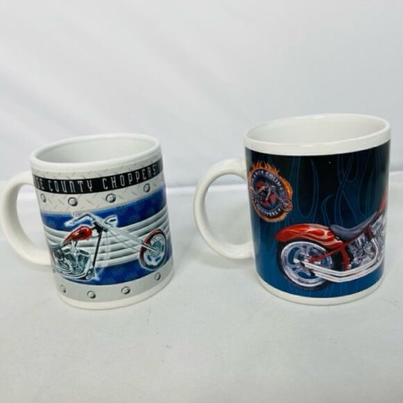 Set Of 2 2004 2005 Orange County Choppers Mug Cup Ceramic Coffee Biker New York - Picture 1 of 5